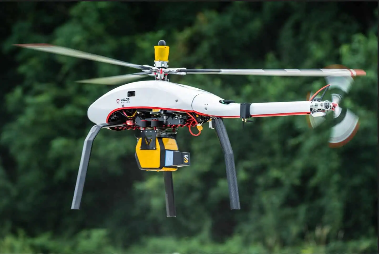 small helicopter drone with lidar scanner